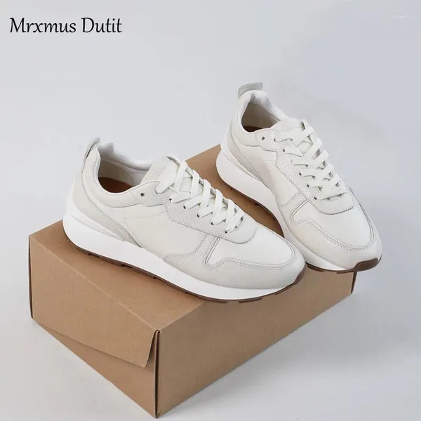 Scarpe casual mrxmus duit2024 uomini della moda autunnale vera pelle alloggiata spessa alziano selvaggio solido semplice maschio forrest gump