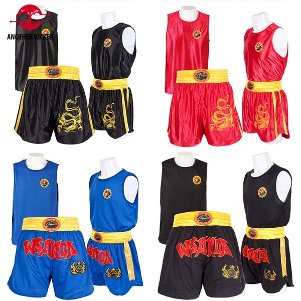 Camisetas shorts de boxe e cingletos set homens homens crianças muay thai shorts mma camise