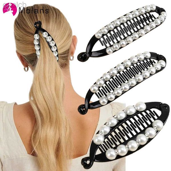 Клипы для волос Barrettes Molans Women Hair Claw Clap Pearl Atrestone Clip для девочек Clipcher Combs Barrettes.