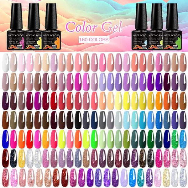 Treffen Sie sich in 160 Farben 7L GEL NAGLAINSPLOCK GRÜNE Blau fluoreszierende Sommer Glitzer Lack Semi Permanent Art 240425