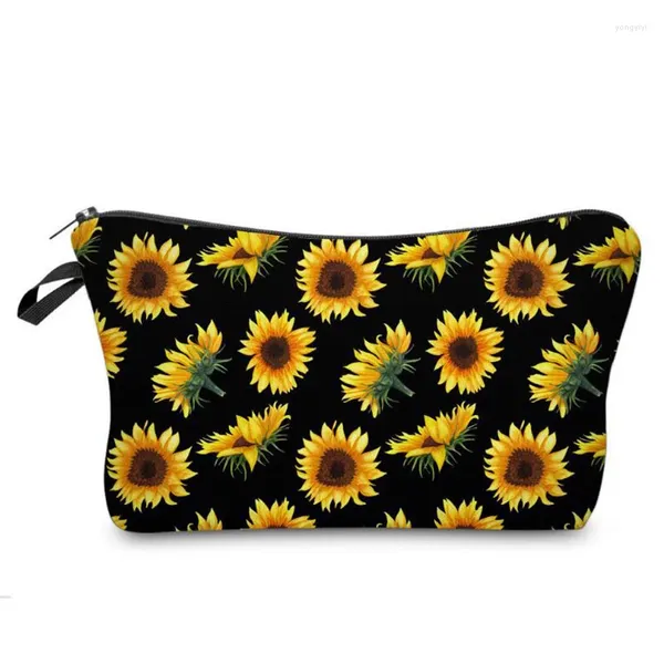 Kosmetische Taschen weibliche Sonnenblumenmuster Organizer Beutel Schöne Tooletry -Werkzeug Frauen schöner Beutel Gehäuse