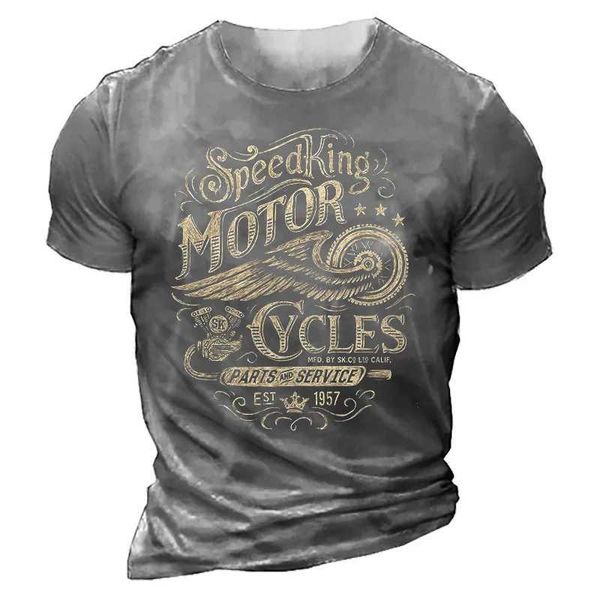 Herren-T-Shirts Herren 3D-gedrucktes Motorrad T-Shirt Motor Biker Vintage Short Slve 1976 T-Shirt Homme Moto T-Shirt Rennanzug Camiseta Shirt T240425