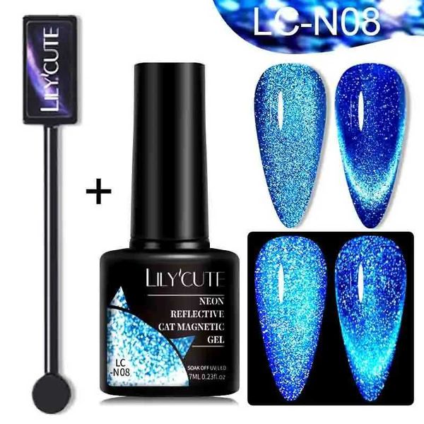 Smalto chiodo lilycute 7ml neon riflettente glitter gel gel magnetico gel con nail art magnetico set di smalto per chiodo UV semi permanente set y240425