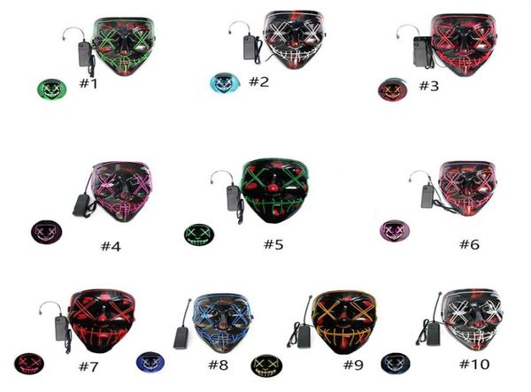 10 stili freschi di Halloween Maschera Maschera LED LIGHT UP MASSEGGIO DI SCARICA SCARICA MASSEGGIO PER BAMBINI ALLOWEEN PARTI IL RAVE MASSE DI SCARICE WHOLEA552053533