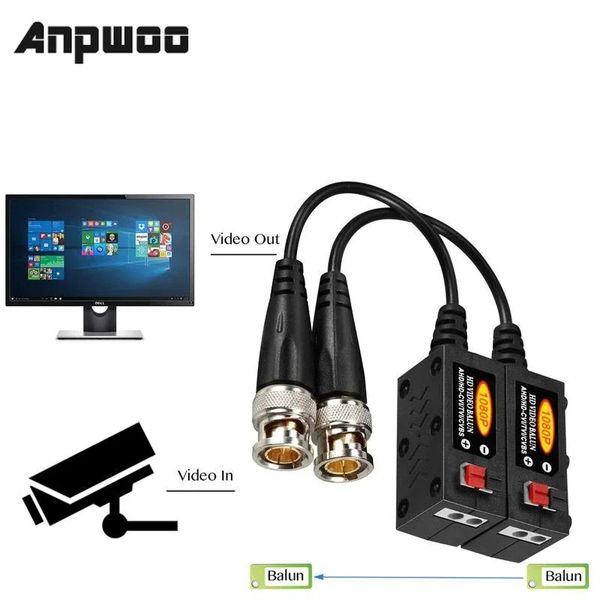 Anpwoo 1080p AHD/HD-CVI/TVI/CVBS Passive HD-Video Balun Sender 4 Paare (UTP bis 350 m-600m)