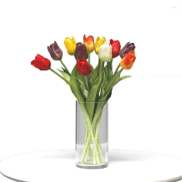 Flores decorativas Silicone Tulip Artificial Flow