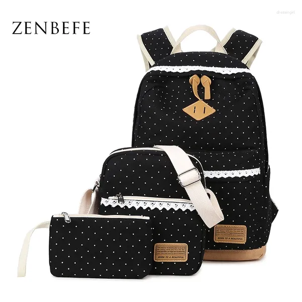 Backpack Style ZenBefe Design 3 PCs/Set Saco de Escola de Moda Feminina para Adolescentes Viagem Classic Multifunction Women