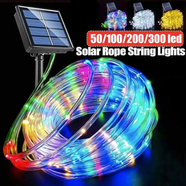 Streifen 30m Solar LED Streifen Seilröhre Fairy Light String Outdoor wasserdichte Weihnachtsdekoration 2024 Party Gartenweg Girlanddekoration Dekor