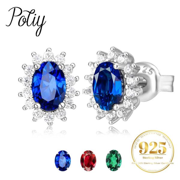 Stud Potiy ovale totale da 1,5 ct creato sapphire Ruby nano smeraldo diana orecchini 925 sterling sterl sterling women wedding festa di matrimonio d240426