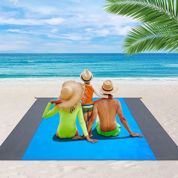 Mat Beach Decke wasserdichte Taschenmatte, 2x2.1m/ 2x1.4m Klappcampingmatte Matratze Tragbare Matte Outdoor -Picknick Matte Sand Strandmatte