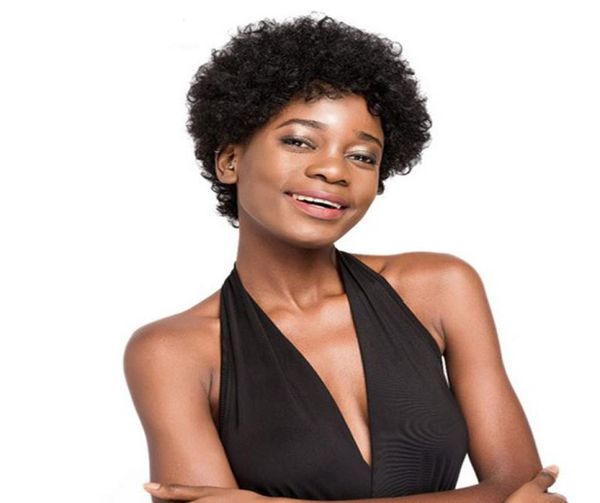 Fashion Brasilian Hair African Ameri Short Kinky Curly Wigs Simulazione Human Hair Curly parrucche in grande stock5447635