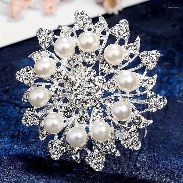 Broches simples strass strass pérola clipe de broche de metal de metal acessórios de jaqueta de flor de luxuosos jóias femininas