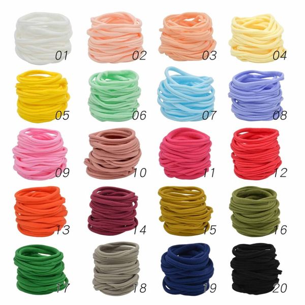 20 colori disponibili per bambine nylon fascia per nylon tan tan nyde nylon pelon a banda per capelli nylon elastico elastico fascia fai -da -te bulk 2652