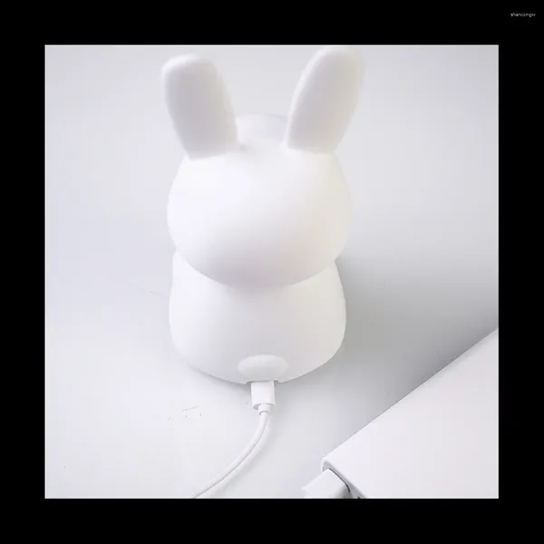 Luzes noturnas LED Light Animal Cartoon Silicone Lamp Dimmable USB Recarregável Infantil Sleeping Birthday Gift