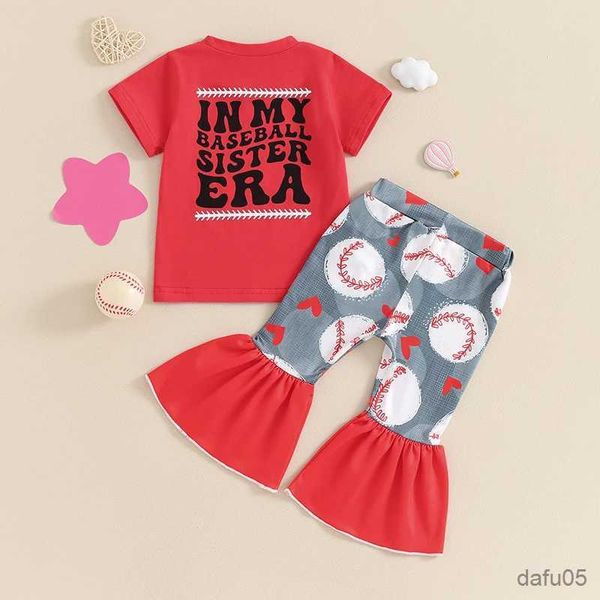 Set di abbigliamento per bambini abbigliamento per bambini abiti estivi abiti a manica corta t-shirt tops+pantaloni bagliori di stampa da baseball in costume