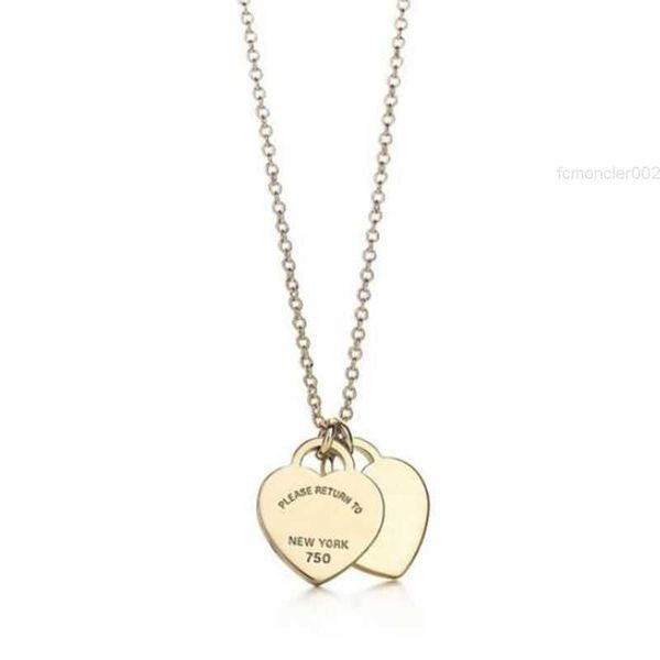 Colar de grife, amor 18k Jóias de luxo de ouro Double Valentine Day Gift Gift Pinging Box por atacado 2kah