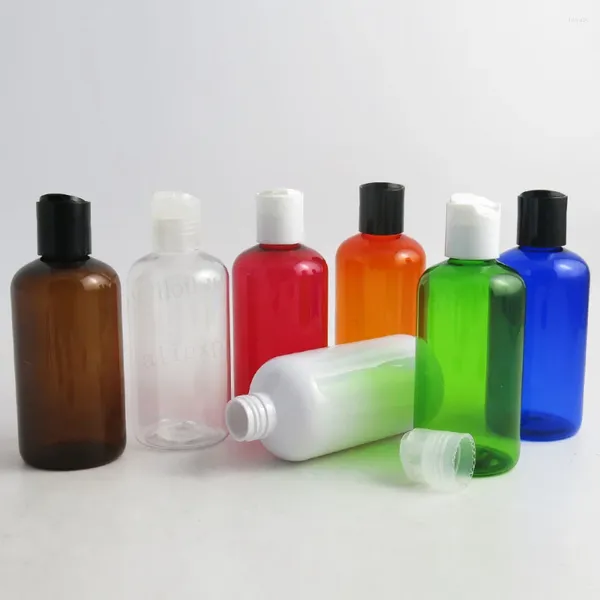 Garrafas de armazenamento 24 x 220ml 220cc âmbar branco azul verde vermelho laranja laranja clara lavagem de shampoo recipientes de loção com tampa de disco