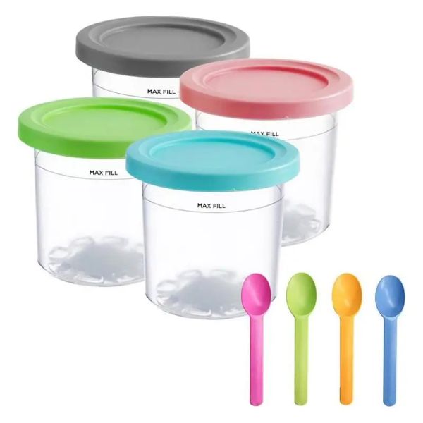 Werkzeuge 2/4PCS Ice Cream Pints Cup für Ninja Creamie Ice Cream Maker Cups wiederverwendbar können Eiscreme -Pintsbehälter mit Versiegelung aufbewahren