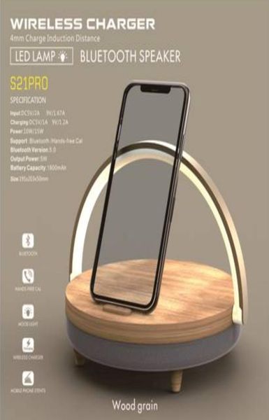 S21 Pro Bluetooth Speaker Bluetooth Wireless Chargers LED LAMP per iPhone 13 13Pro 12 Holter 15w ad alta potenza Stand di ricarica veloce 8278950