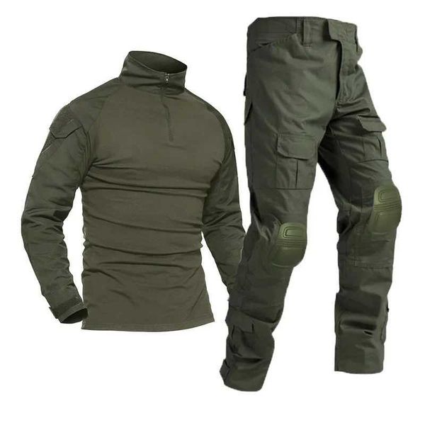 Camisetas táticas Airsoft Paintball Workwear Shooting Militar de uniforme de combate tático camuflagem de camisa de camisa calça joelheira calça militar 240426