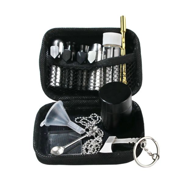 Smoke Set Snuff Snorter Kit Aluminium Schnupftabor Snorter Sniff -Spender Nasal Metall Aufbewahrungsbehälter Jar Glasflasche Stash Jar Metall Löffel Bong Bong