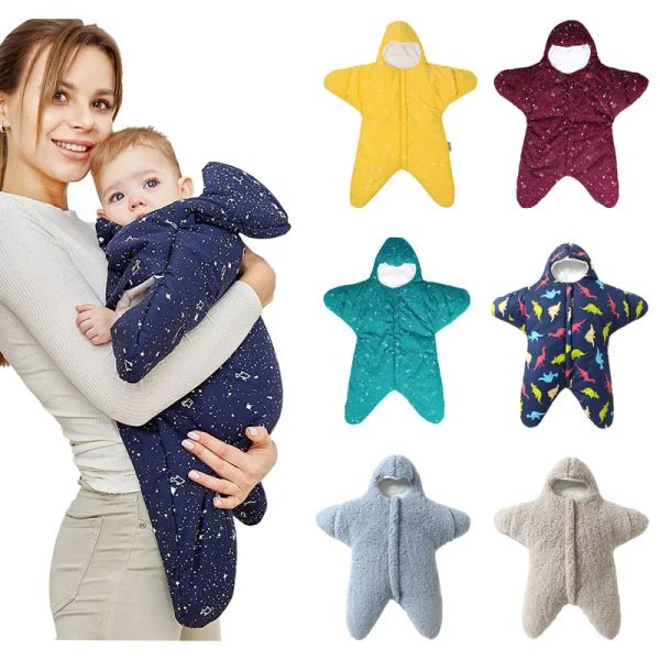 Sacchetti di cotone a stella di stelle calda tappa a pelo per bambini per 712m per bambini star pesce indossabile sacco di sonno con cerniera per bambini per bambini piccoli