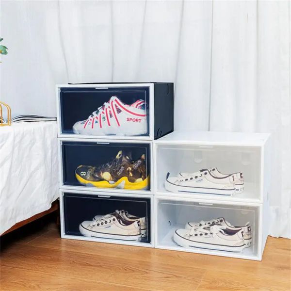 Botas de sapatos transparentes caixa de tênis de plástico de plástico