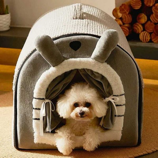 Carrier de gato Crates abriga a cama de tapete confortável, destacável lavável cão de gato ninho de inverno quente tenda de sono profundo, adequado para pequenos e grandes cães de estimação 240426