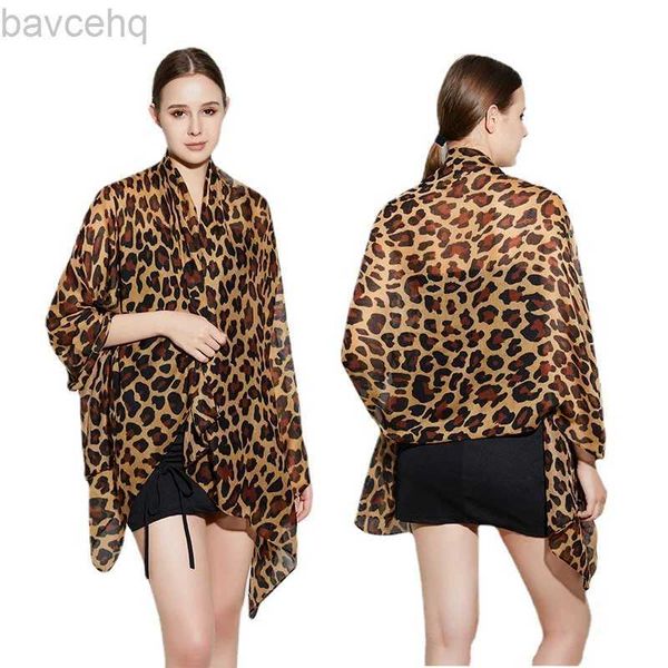 Scialcini Stampa leopardo Donne in cotone in lino di cotone Balinese Scialle sciarpa leggera comoda morbida sciarpa minimalista traspirante d240426