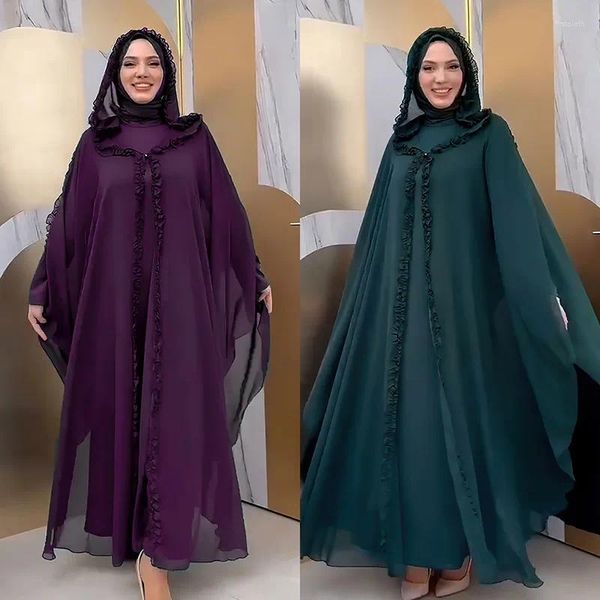 Roupas étnicas abayas for women dubai luxo 2024 chiffon boubou vestido de moda muçulmana caftan marocain wedding party ocasions djellaba