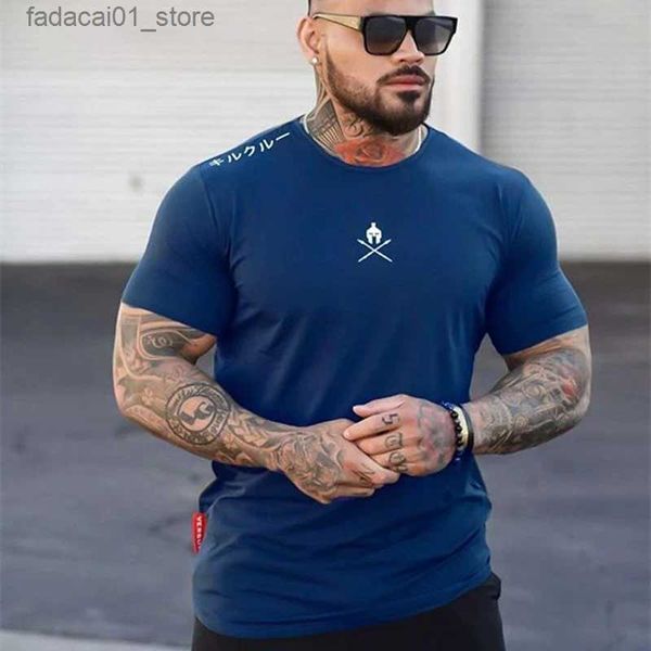 Camisetas masculinas novas camisetas de moda esportivo de camiseta magra de camiseta machos ginásios machos exercícios de fitness fitness