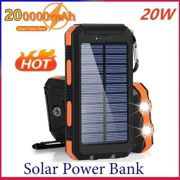 Banche di alimentazione del telefono cellulare 200000MAH PACCHIA SOLARE BATTERA SOLARE POPERTANTE POWERBANK BATTERE IMPRESSIONE ESTERNO DUA CARANDA DUE USB con luci a LED 2024 240424