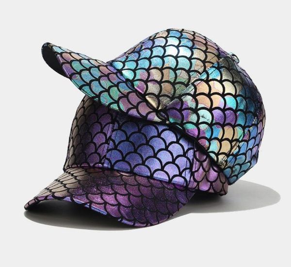 Metallic Fish Scale Mermaid Shine Fabric Baseball Cap Регулируемая ремешок для мальчиков, девочки, женщины, летняя шляпа4192015