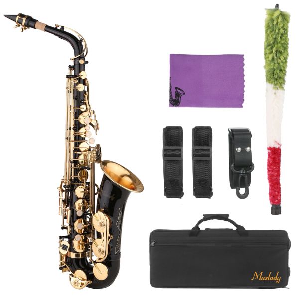 Saxofone Saxofone Black Paint Eflat Sax Brass EB Alto Saxofone Alto Sax com Saxofone Bocalista de Bocalista Instrumento Musical Instrumentos Musicais