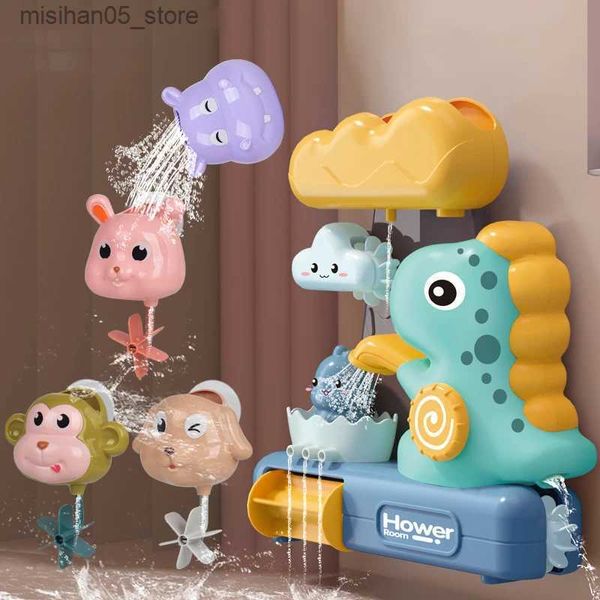 Sand Play Water Water Water Ruota giocattolo giocattolo a rotazione Acqua Dinosauro Steamboat Animal Children Children Game Sprinkler Q240426