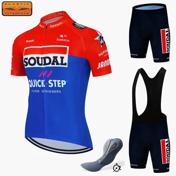 7 часов Pad Quick Step Bicycle с коротким рукавом Maillot Ciclismo Mens Cycling Jersey Комплекты летние дышащие одежды 240416