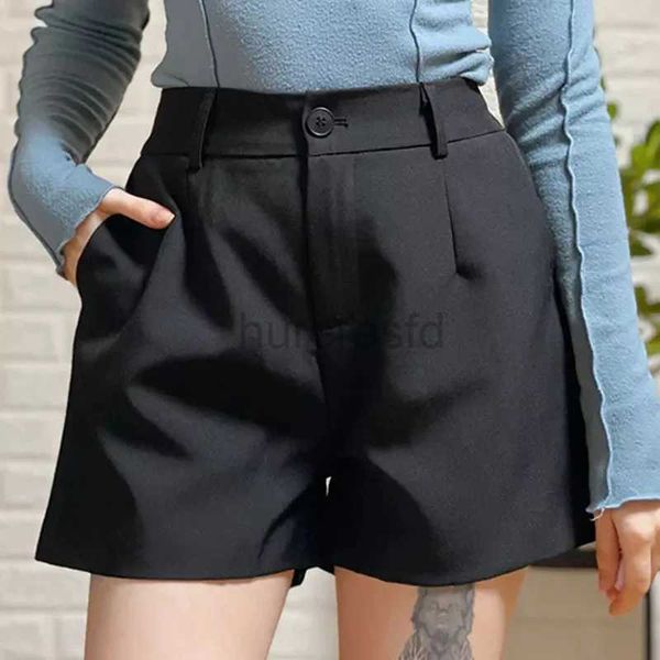Женские шорты Lucyever Summer Black Shorts Women Korean Fashion Office High Isles Shorts Ladies Solid Color Street карманы повседневные короткие брюки D240426