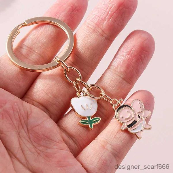 Клайфы Lanyards Cartoon Animal Bee Bee Cheamains Emale Flower Pendants Keyrings для женщин Мужские грузовые клавиши варишка сети