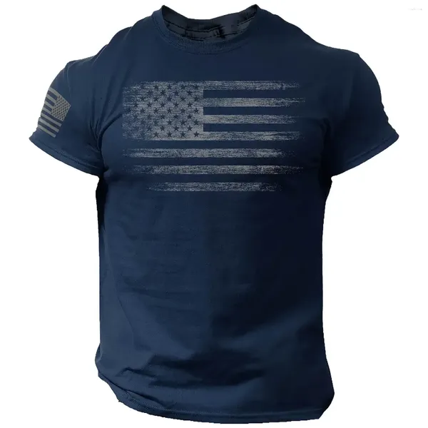Мужские костюмы A1715 Футболка для мужчин 3D Print USA Флаг-футболка Негабаритная случайная одежда для спортивной одежды с короткими рукавами.