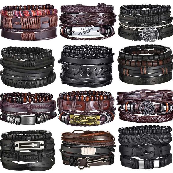 Perlen Memolissa Vintage Gothic Punk gewebtes Verpackung Lederarmband für Männer Skorpion Lebensbaumperlen Ethnischer Stamm