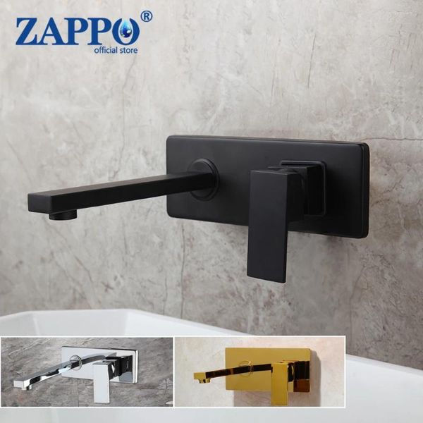 Rubinetti del lavandino da bagno Zappo Black Chrome Batub Taguce Montaggio Monte Waterfall Mixer Acqua Cold Paziere Robinet Baigne Baignoire