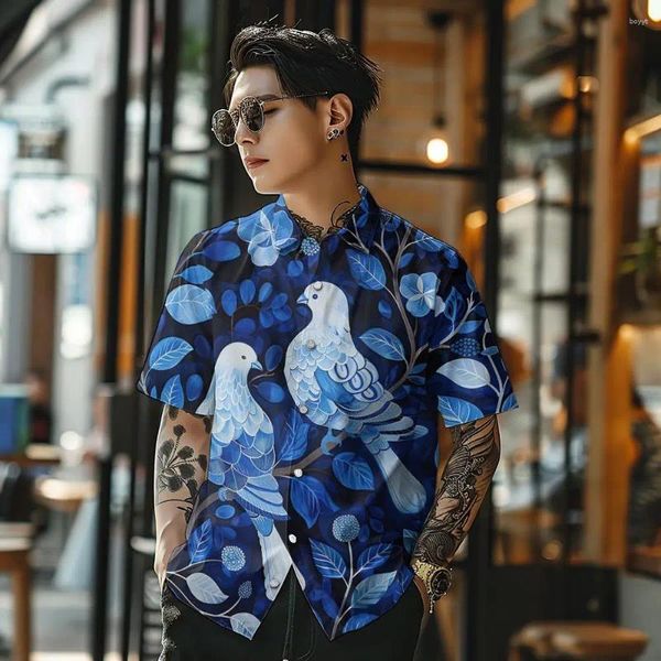 Camicie casual da uomo Hawaii Shirt a maniche corte a maniche corte 3d motivi di grandi dimensioni di grandi dimensioni