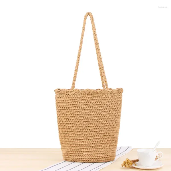 Totes Totas de crochê de crochê de malha Bolsa de palha casual de palha de verão Bolsa de praia