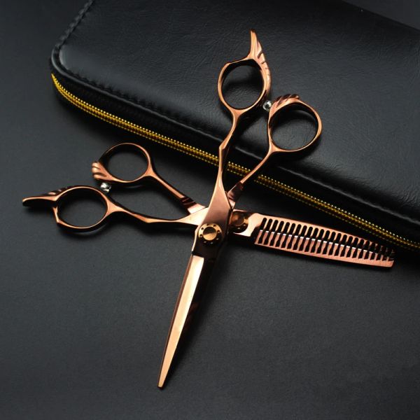 Shears Professional Giappone 440C 6 '' Scissori per capelli tagliati in bronzo che tagliano barbiere makas taglio di forbice diradamento di forconazione di taglio