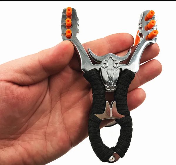 Arrow Externo de precisão ao ar livre Catapulta de caça competitiva Slingshot novo aço inoxidável Bandado de borracha de borracha Bull Slingshot brinquedo