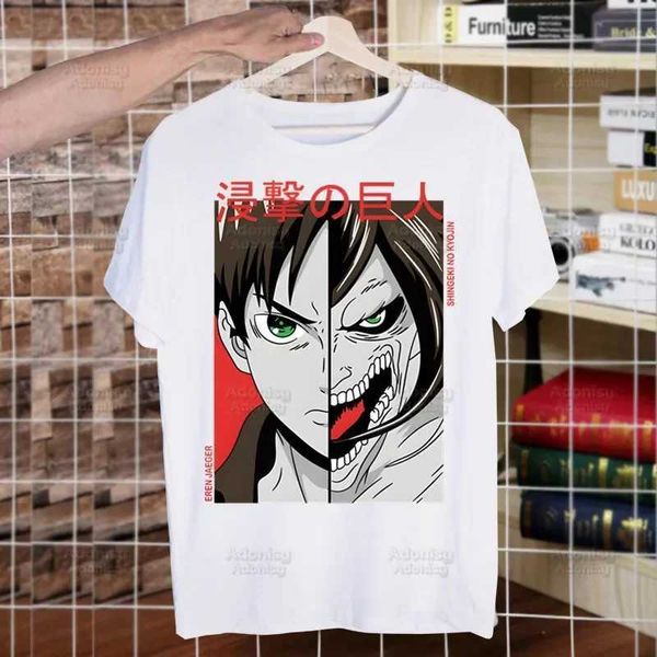 Erkek Tişörtleri Shingeki Hayır Kyojin Komik T Shirt Erkekler Titan Tshirt Homme Manga Japon Anime Allen T-Shirt TS T240425