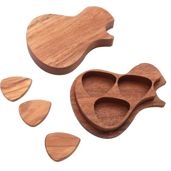 Bins Guitar Pick Holder Case di chitarra in legno Plectrum Case personalizzato Mediator Storage Box Bass Pack Jazz Gift contiene legno di chitarra