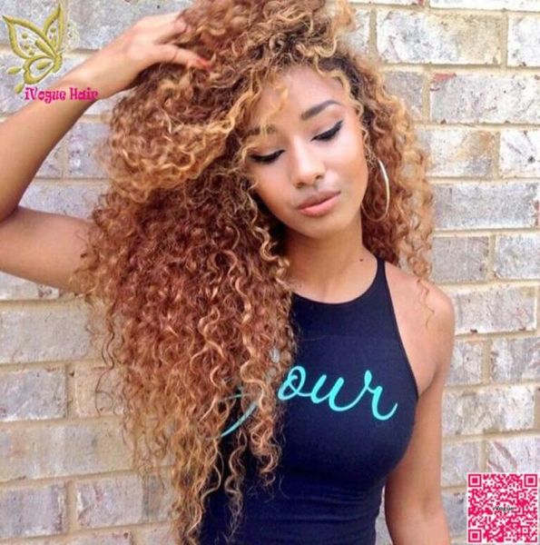 Auburn Brasileiro Cabelo Humano Full Brasil Human Wig Kinky Curly Guleless Human Human Lace Front Wigs Com cor de cabelo bebê 3053134677003237