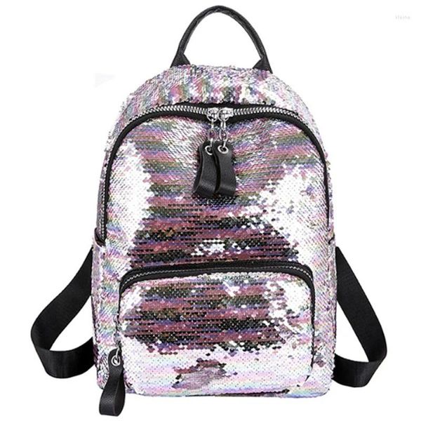 Schulbeutel Pailletten Bling Teen kleiner Rucksack Girl Travel Umhängetasche weibliche Kontrastfarbe für Schüler