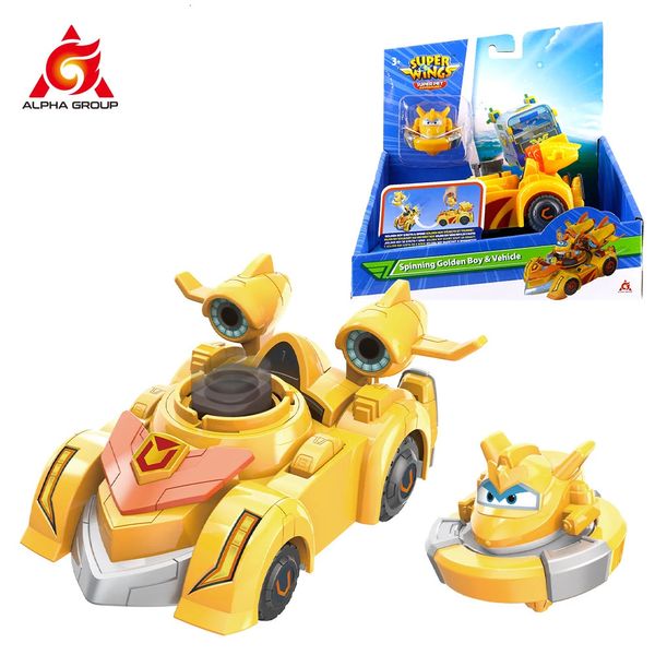 Super asas girando golden garoto veículo 2 modos girando ou veículo battle pop transform figures de ação infantil brincar de brinquedo 240415